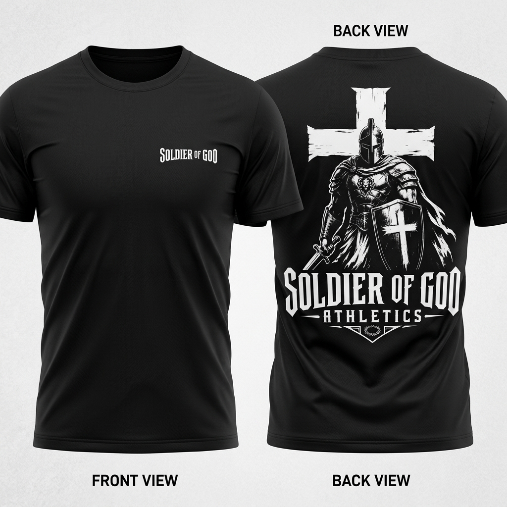 Soldier of God Athletics T-Shirt front and back view